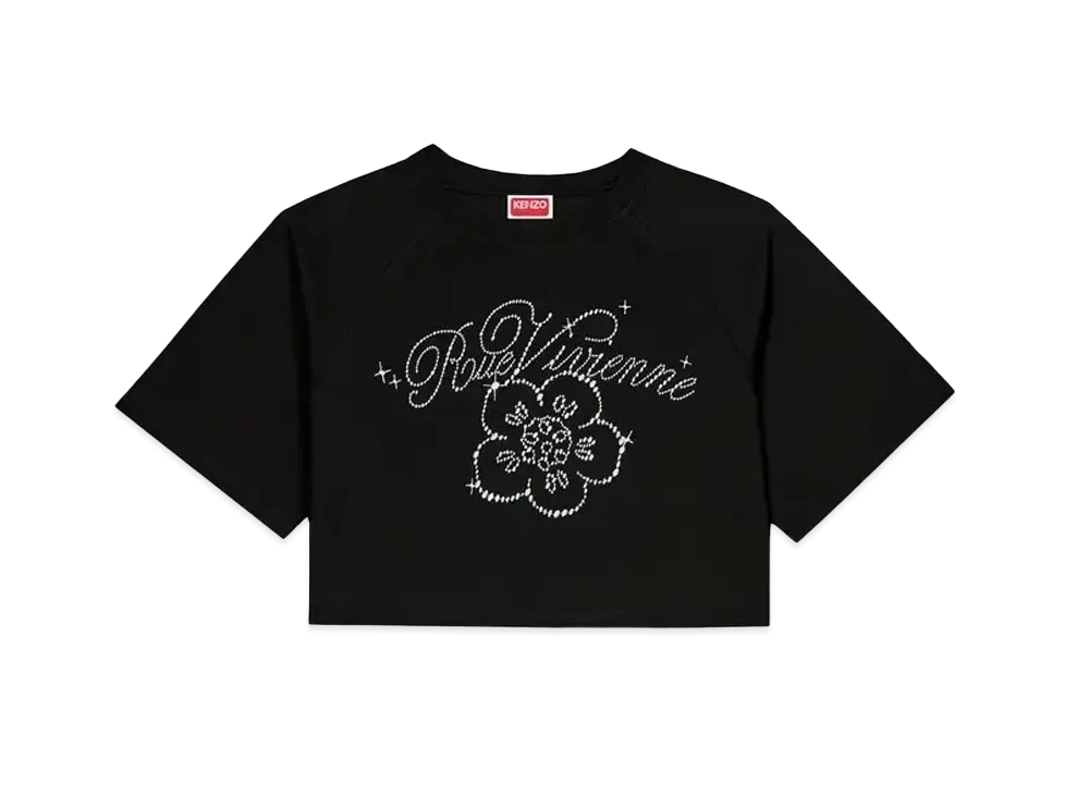 KENZO 'CONSTELLATION' Embroidery Cropped T-shirt "Black"