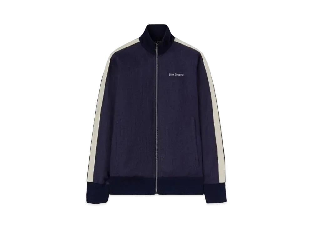 PALM ANGELS Logo Linen Track Jacket "Navy Blue "