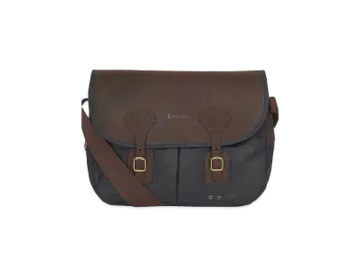 Barbour Tarras Wax Cotton Leather Trim Shoulder Bag "Navy"