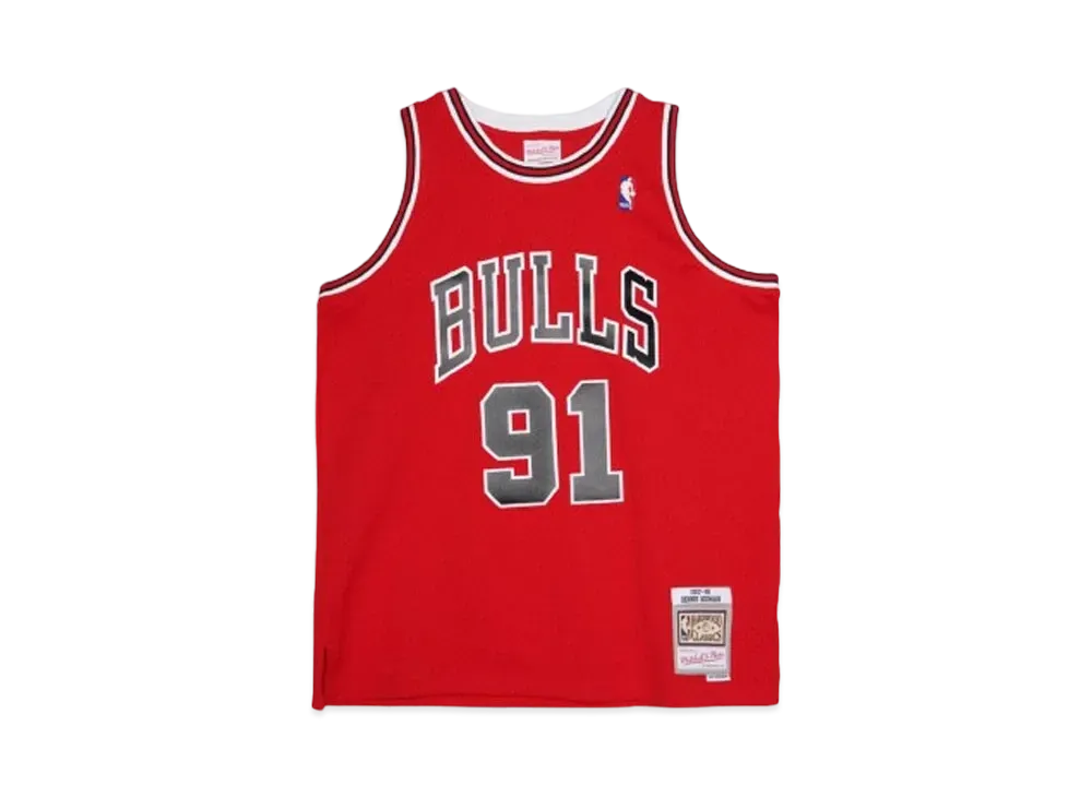 Mitchell&Ness NBA SWINGMAN ROAD JERSEY BULLS 97 DENNIS RODMAN "SCARLET"