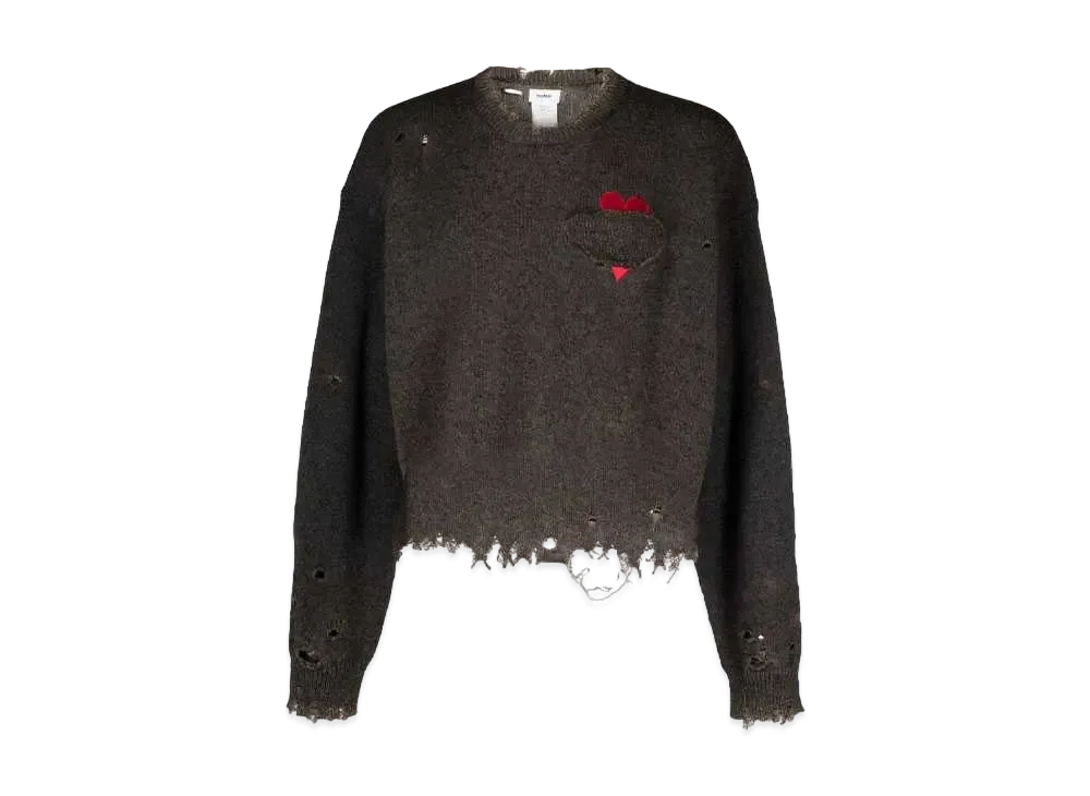 doublet Distressed Heart Patch Sweatshirt "Anthracite Grey"