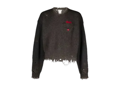 doublet Distressed Heart Patch Sweatshirt "Anthracite Grey"