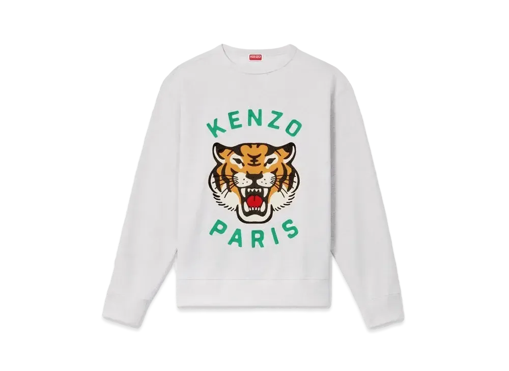 KENZO 'LUCKY TIGER' Embroidered Sweat Unisex "Pale Grey"