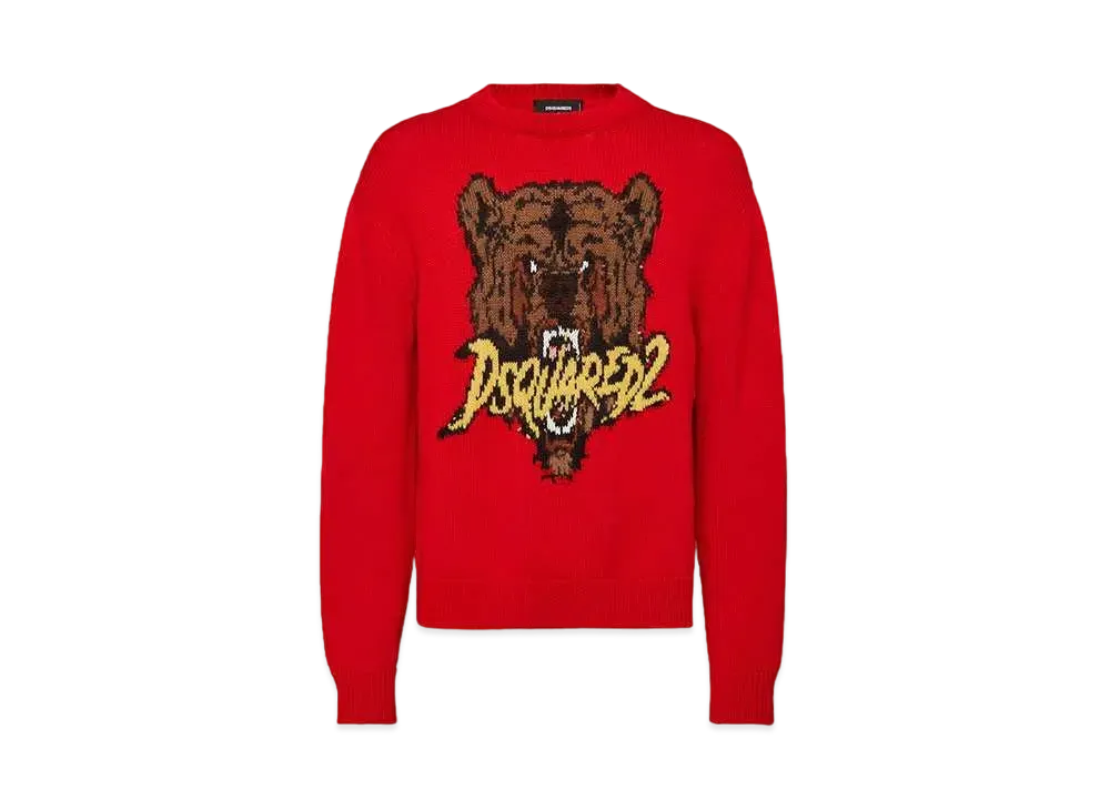 Dsquared2 Jacquarded Crewneck Pullover "Red"