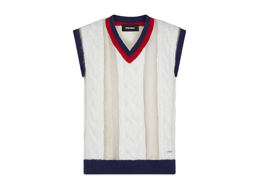 Dsquared2 Mohair Cable-Knit Vest "Off White"