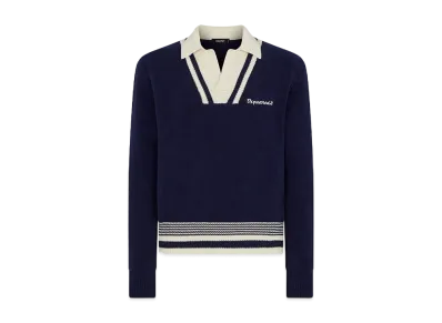 Dsquared2 Chenille Knitted Polo Sweater "Blue Bell"