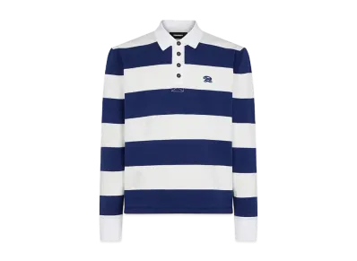 Dsquared2 Cotton Knitted Rugby Polo-Shirt "Off White/Blue"