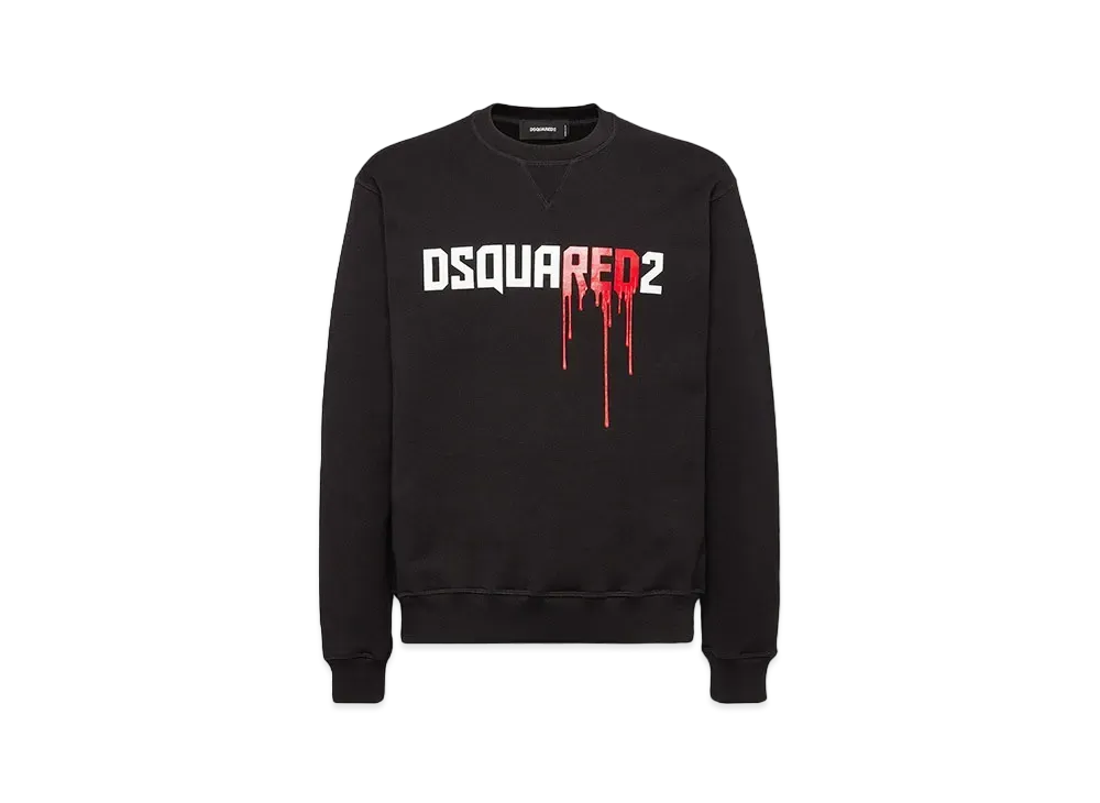 Dsquared2 Bloody Red Logo Cool Fit Crewneck Sweatshirt "Black"