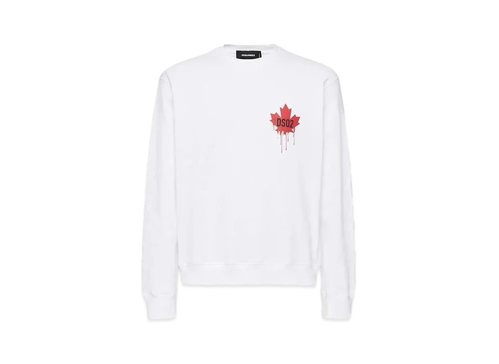 Dsquared2 Red Maple Leaf Cool Fit Crewneck Sweatshirt "White"