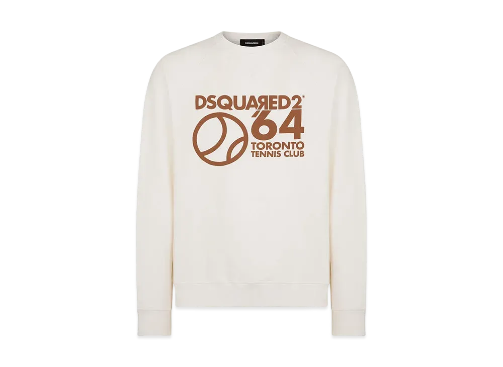 Dsquared2 Toronto Tennis Club Cool Raglan Fit Crewneck Sweatshirt "Off White"