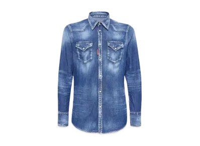 Dsquared2 Medium Wash Classic Western Shirt "Navy"