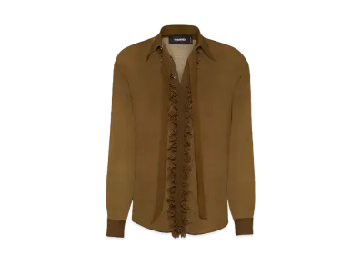Dsquared2 Silk Ruffles Shirt "Olive Green"