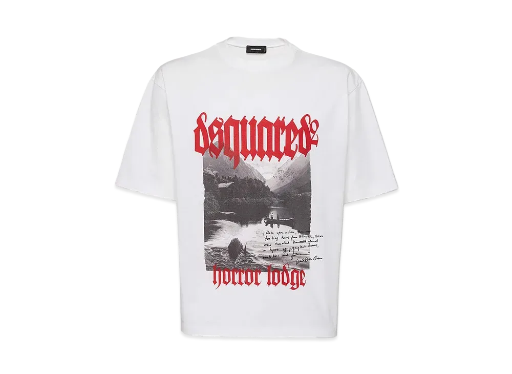 Dsquared2 Gothic Print Loose Fit T-shirt "White"