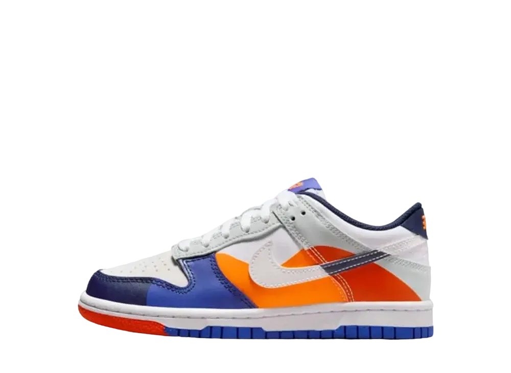 Nike GS Dunk Low "White/Light Silver/Midnight Navy"