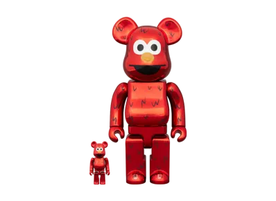 MEDICOM TOY "BEARBRICK" -SESAME STREET- ELMO CHROME Ver. 100% & 400%