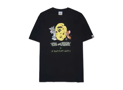 A BATHING APE / TOM AND JERRY CHEESE APE HEAD TEE "Black"