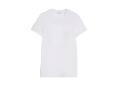 Max Mara Taverna Pure Cotton Applique T-Shirt "Optical White"