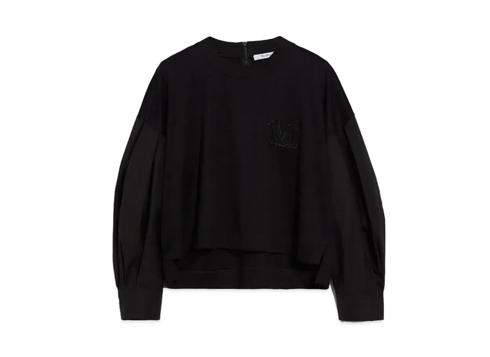 Max Mara Dolly Cotton Poplin Jersey T-Shirt "Black"