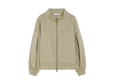 Max Mara Gastone Cotton Jersey Logo Jacket "Khaki"