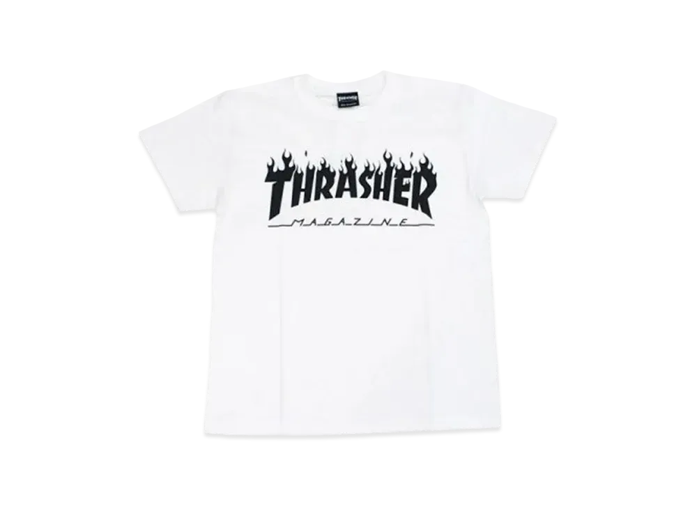 THRASHER Flame Logo Tee "White / Black"