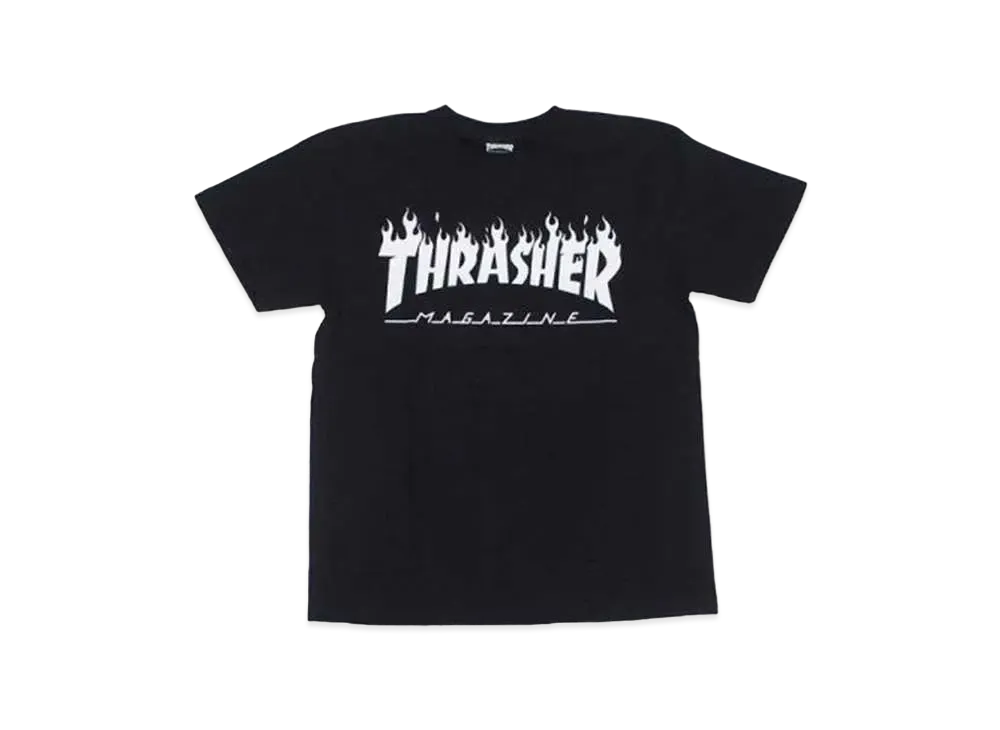 THRASHER Flame Logo Tee "Black / White"