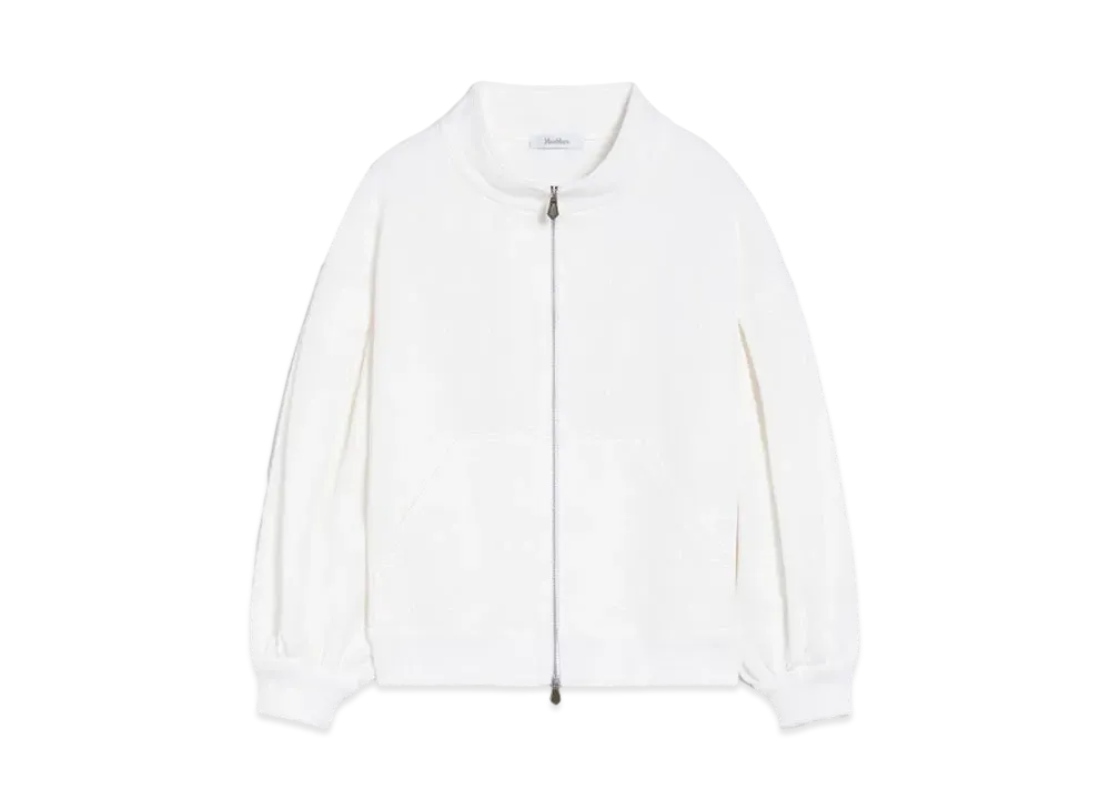 Max Mara Gastone Cotton Jersey Logo Jacket "White"