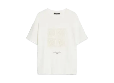 Max Mara Valvano Cotton Embroidered T-shirt "White/Lace"