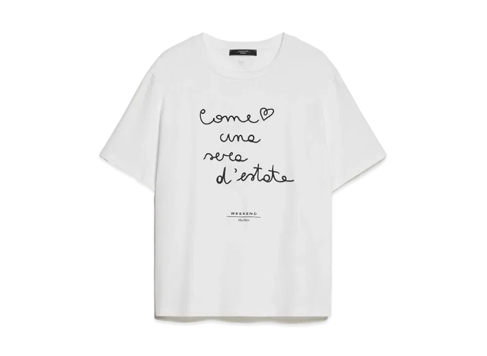 Max Mara Valvano Cotton Embroidered T-shirt "White/Black"