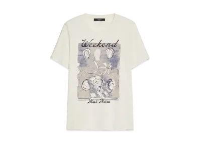 Max Mara Zirlo Pure Cotton Print T-Shirt "Ecru/Bule"