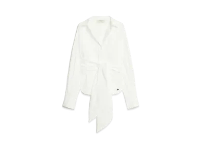 Max Mara Torino Pure Cotton Poplin Crossover Shirt "Optical White"