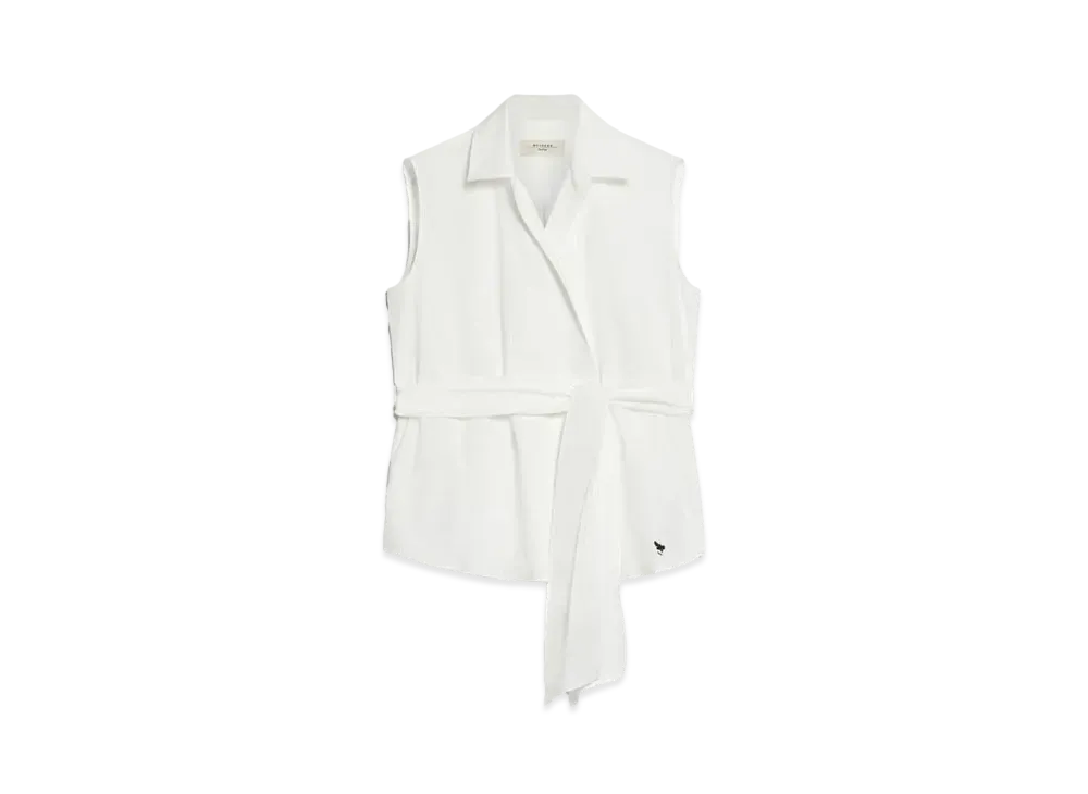 Max Mara Dakar Pure Cotton Poplin Sleeveless Shirt "Optical White"