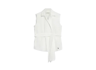 Max Mara Dakar Pure Cotton Poplin Sleeveless Shirt "Optical White"