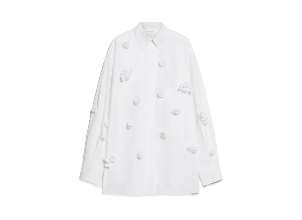 Max Mara Bizou 3D Rose Detail Oversized Shirt "White"