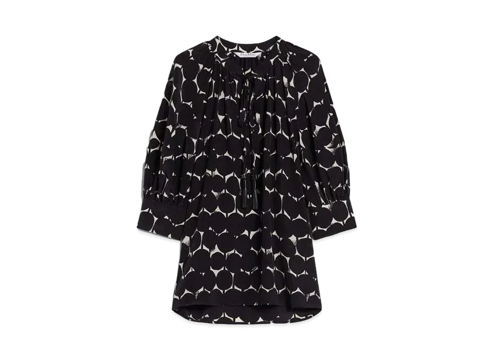 Max Mara Emi Pure Silk Twill Print Shirt "Black/White"