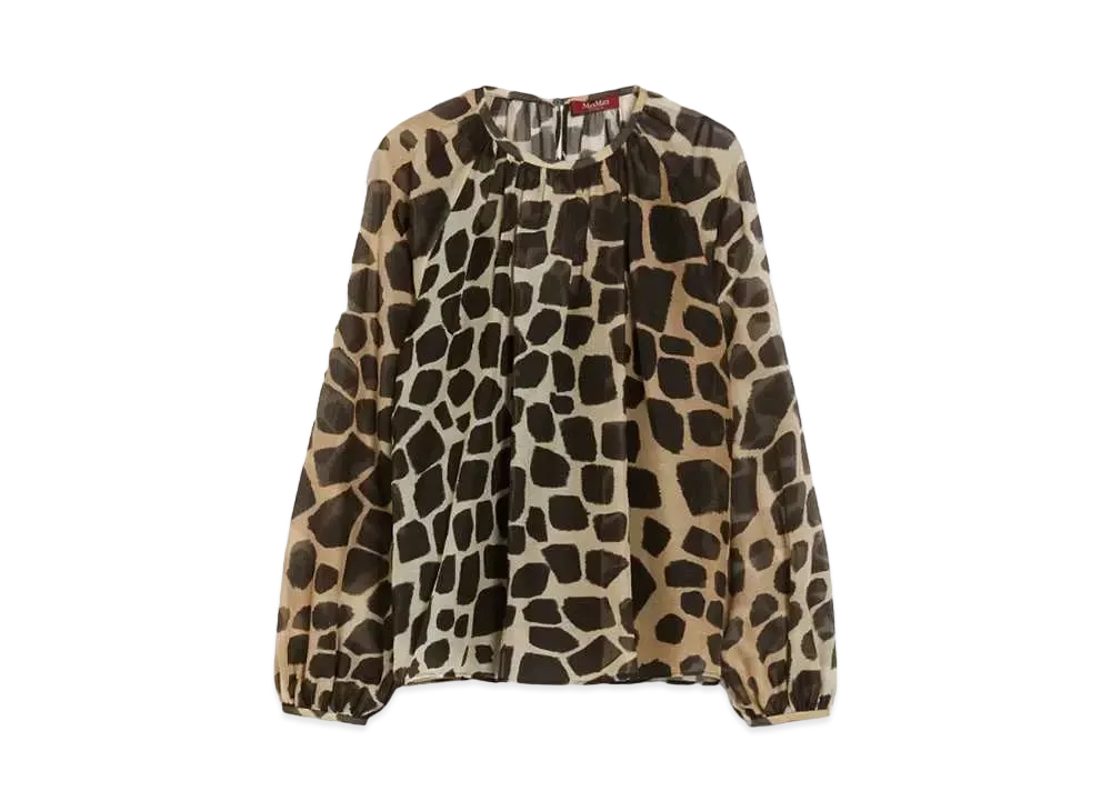 Max Mara Fionda Cotton Silk Print Blouse "Beige"
