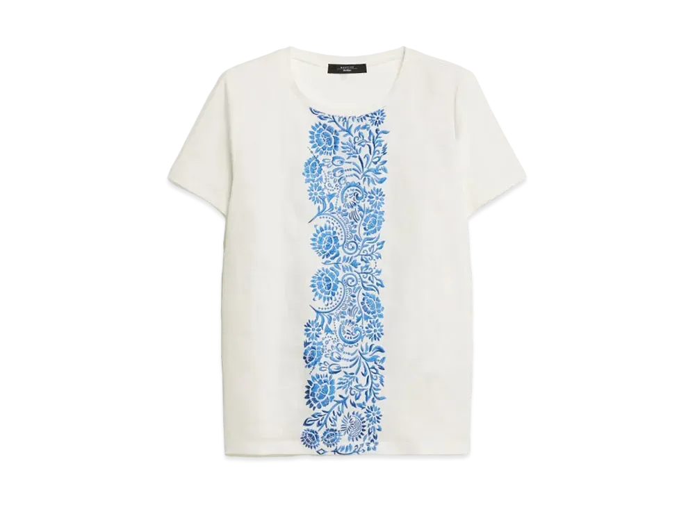 Max Mara MAGNÓ Bi-material Linen Canvas T-shirt "White"