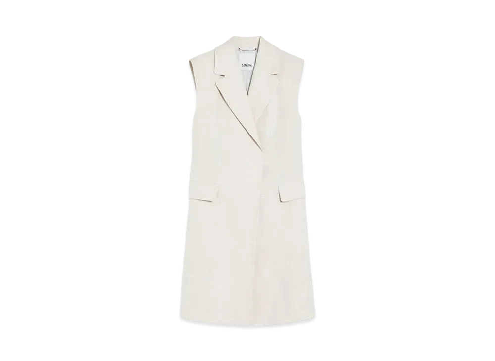 Max Mara Marie Linen Long Waist Gilet "Beige"