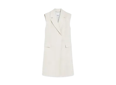 Max Mara Marie Linen Long Waist Gilet "Beige"