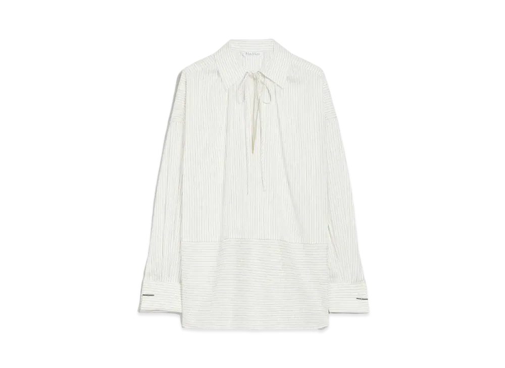 Max Mara Saretta Cotton Silk Soft Shirt "White/Black"