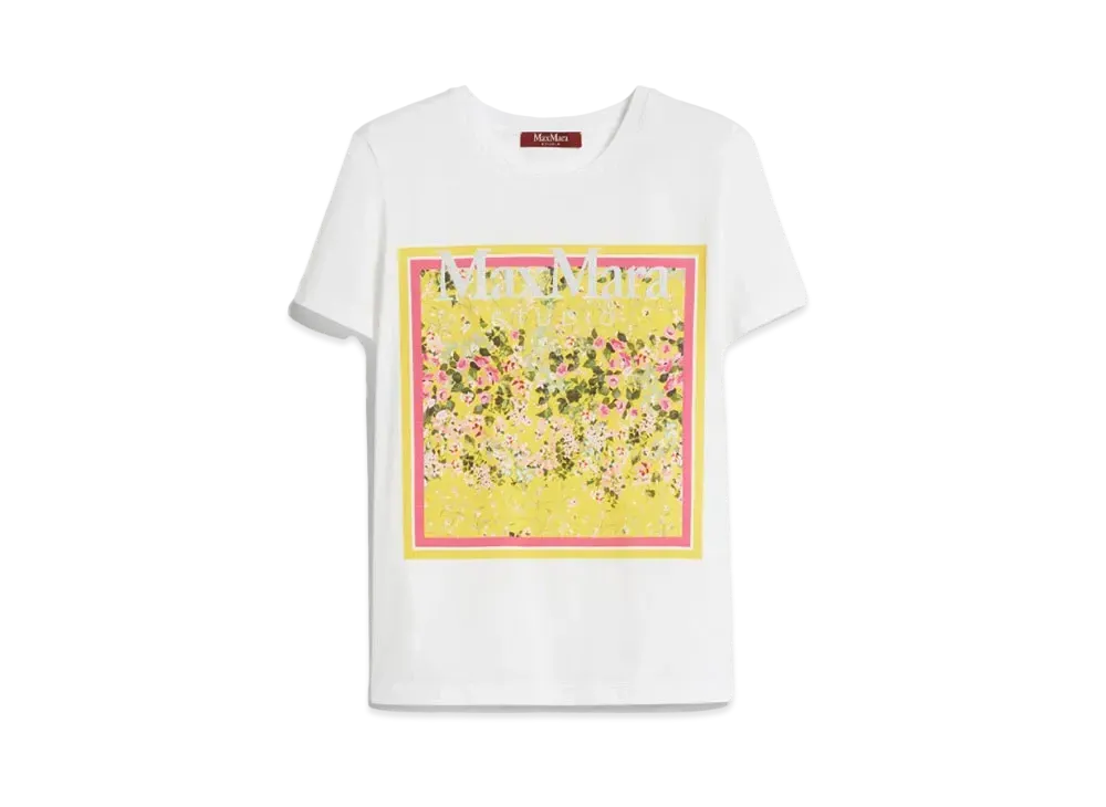 Max Mara Rita Pure Cotton Print T-shirt "Yellow"