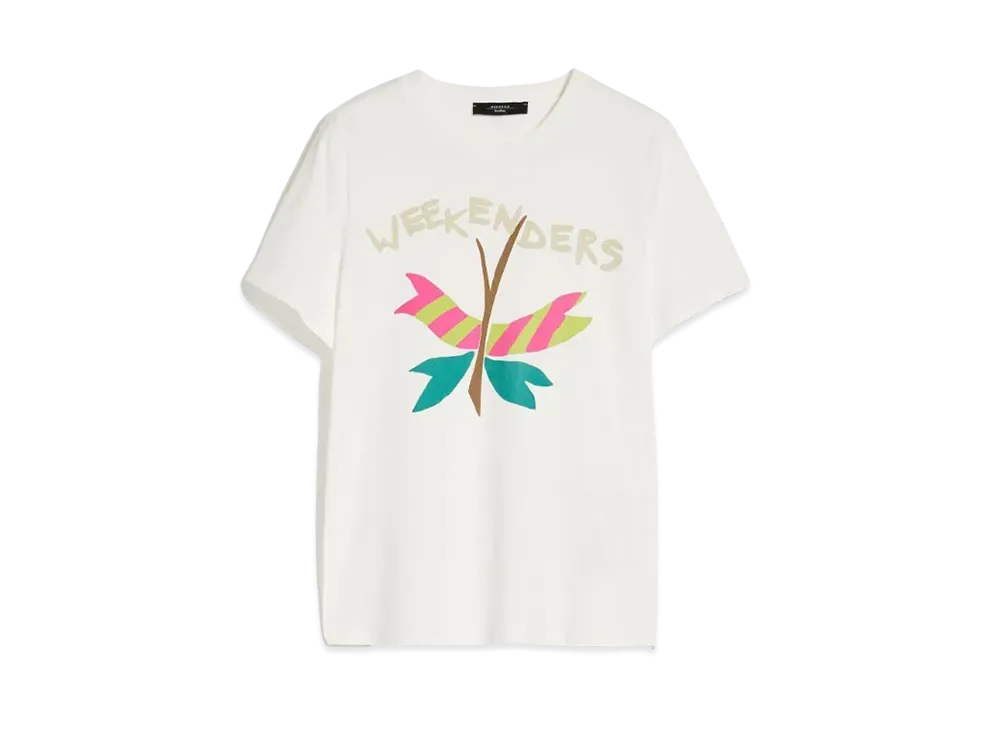 Max Mara Nervi Pure Cotton Printed Jersey T-shirt "White"