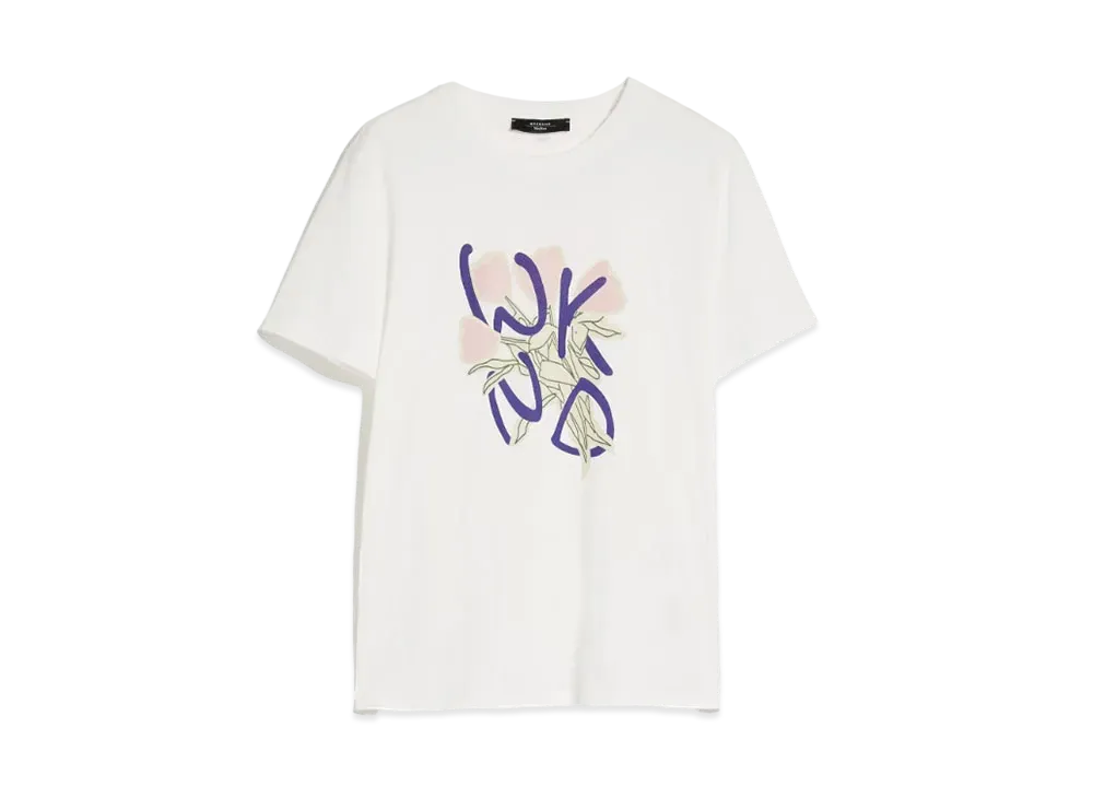 Max Mara Nervi Pure Cotton Printed Jersey T-shirt "White/Logo"
