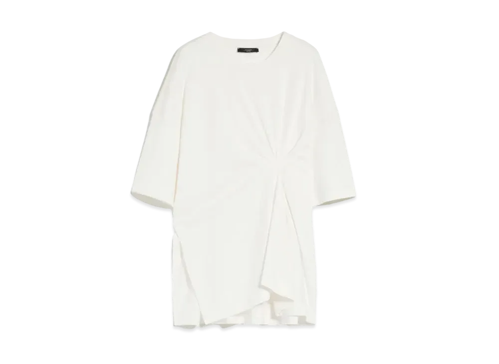 Max Mara Bolero Jersey Asymmetric Pleated T-shirt "Optical White"