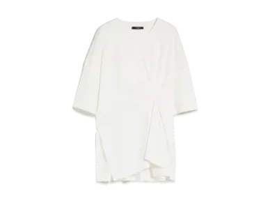 Max Mara Bolero Jersey Asymmetric Pleated T-shirt "Optical White"
