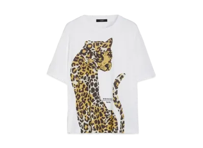 Max Mara Viterbo Cotton Jersey Print T-shirt "White"
