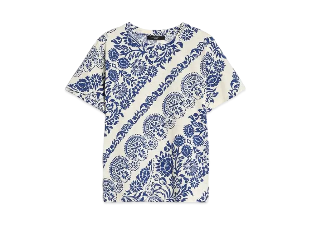 Max Mara ELOSIA Pure Cotton Print T-Shirt "Cornflower Blue"