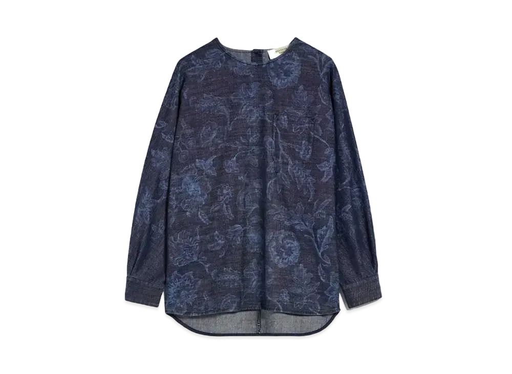 Max Mara Albio Floral Denim Blouse "Navy"