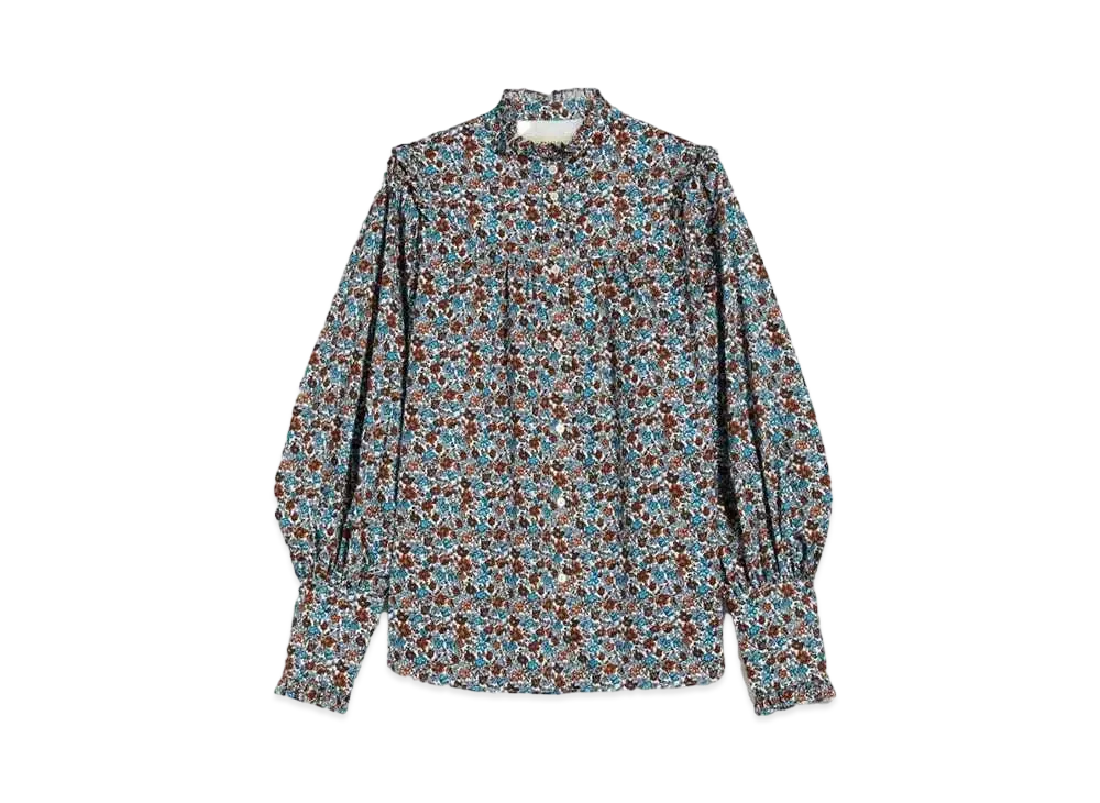 Max Mara Moro Cotton Twill Print Blouse "White"