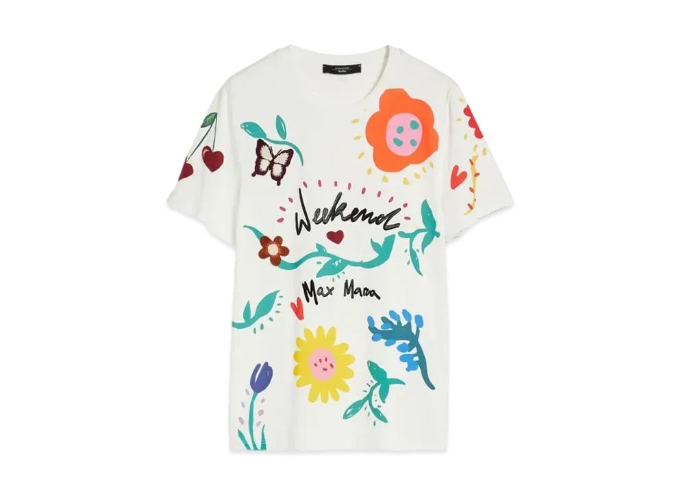 Max Mara Cinema Jersey Print T-Shirt "White"
