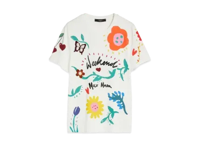 Max Mara Cinema Jersey Print T-Shirt "White"